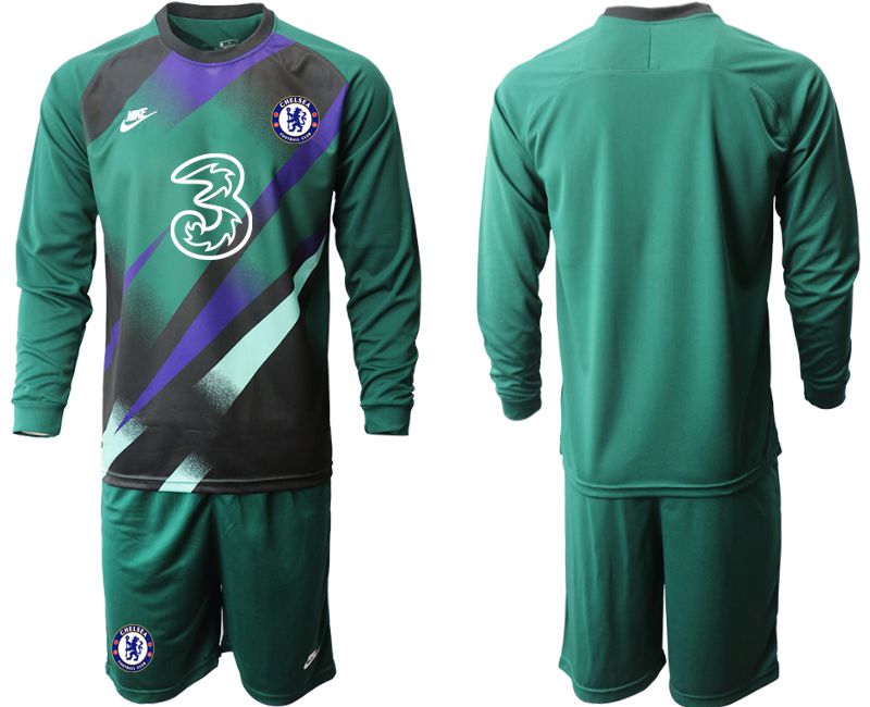 Men 2020-2021 club Chelsea Dark green long sleeve goalkeeper Soccer Jerseys->chelsea jersey->Soccer Club Jersey